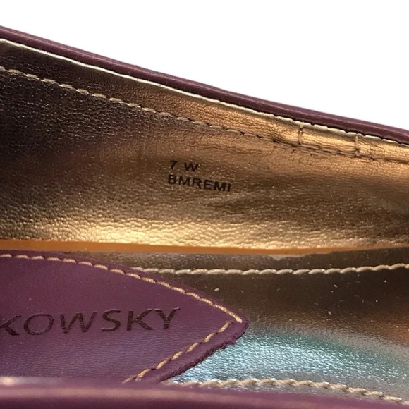 B. Makowsky Remi Leather Slip On Ballet Flats Purple Tan Studded Flat shoes Sz 7 - Picture 3 of 8